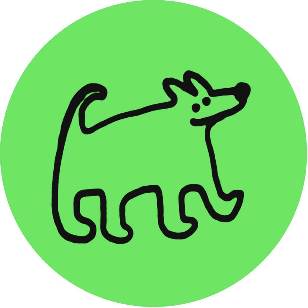 Gezeichneter Hund auf grünem Kreis